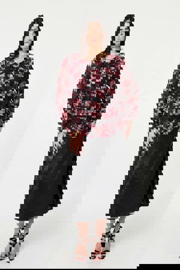 Pink | Curve Floral Long Sleeve Layered Blouse
