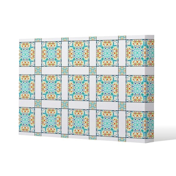 Benjamin Tate Design Colorful boho Slim Style Canvas Print  40x60cm , 15mm Slim Real wood.