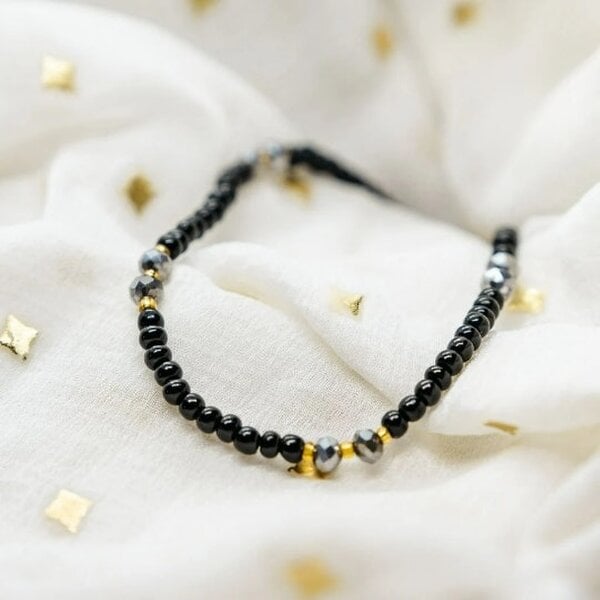 The Colourful Aura Black Green Bead Daily Elegant Indian Mangalsutra Adult & Kids Nazaria Bracelet