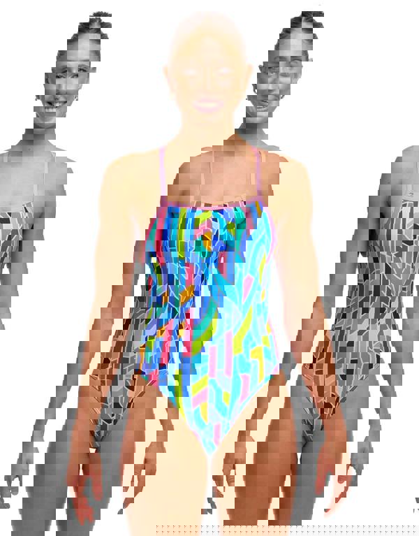 Funkita Pillared Tie Me Tight Swimsuit - Blue/Pink