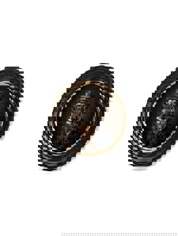 Exceptional Art Sir Puggington - Gentleman Pug Oxford round frame