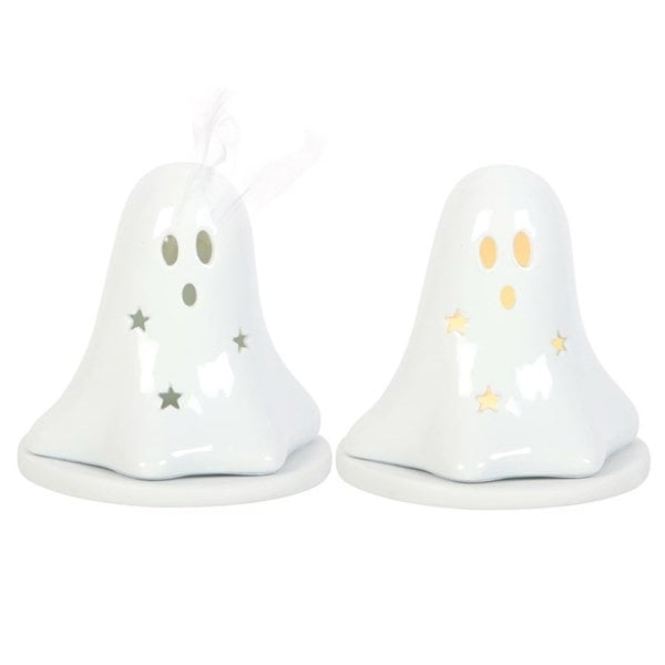Serano Ceramic Ghost Tealight and Incense Cone Holder