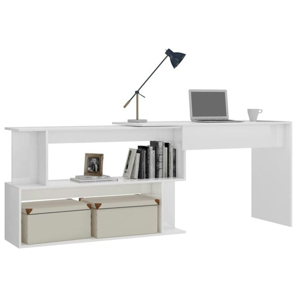 Berkfield Corner Desk High Gloss White 200x50x76 cm Engineered Wood