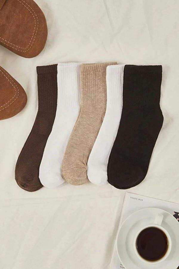 WOVCOR 5-Pack Cotton Knit Socks
