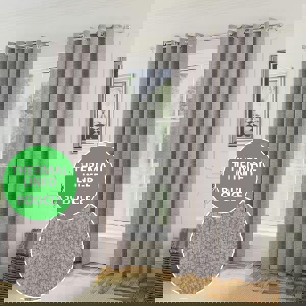 Enhanced Living Royale Thick Boucle Thermal Room Darkening Eyelet Curtain For Living Room & Bedrooms