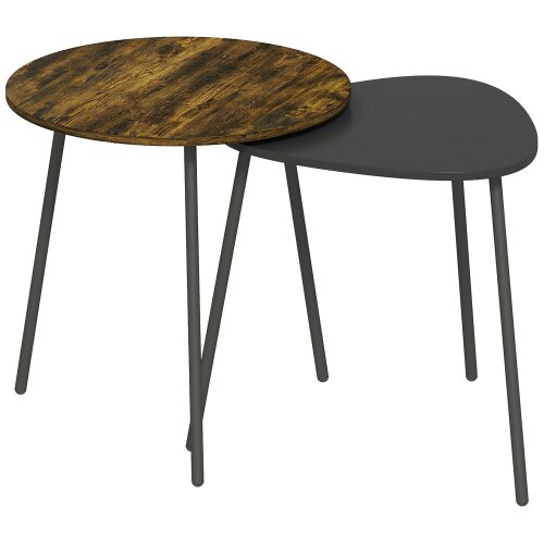 Wyld Haus Nosaha Wooden Rustic Brown Set Of 2 Nesting Side Tables
