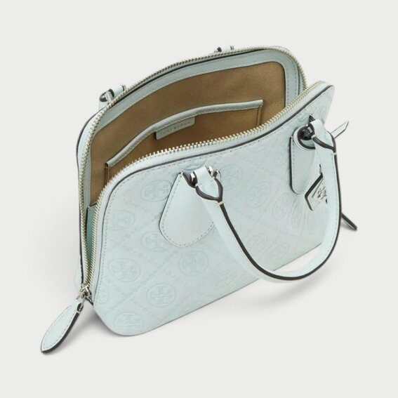 Tory Burch Monogram T Logo Leather Mini Swing Bag Ice Blue
