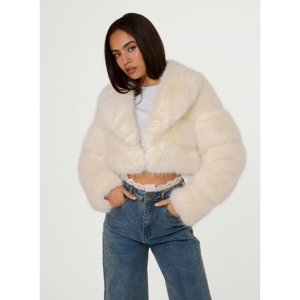 Pink Vanilla Pelted Fur Crop Jacket