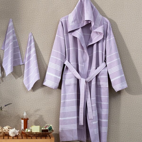 Cotton and Olive New Trendy Unisex Cotton Hammam Robe, Lavender | SECONDS