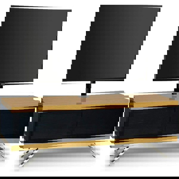 MDA Designs TUCANA 1200 HYBRID Black Oak TV Cabinet BeamThru Remote-Friendly Doors up to 60" Flat Screen TVs with Mounting Arm