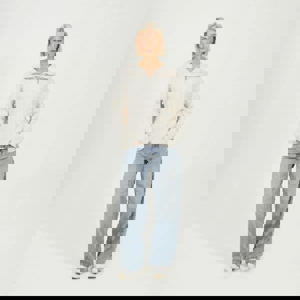 Brave Soul Beige Quarter Zip Cable Knit Jumper - Beige Image 3