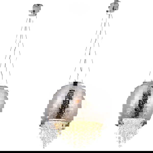 Milagro Starlight Pendant Lamp 3XE14 A Stunning Hand Made Lamp 39CM Glass Shade Housing Chrome Fitments And Gorgeous Crystals