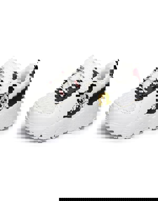 Disney Boys White Mickey Mouse Creeping Print Velcro Trainers