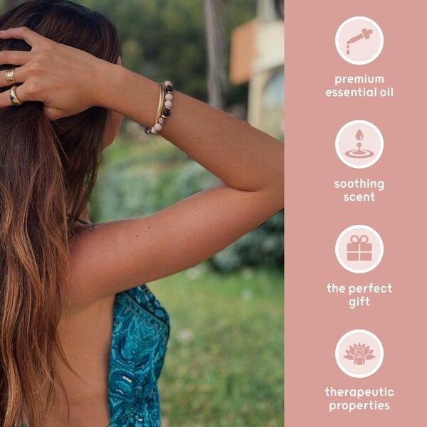Lava Bead Aromatherapy Bracelet Set- Centre & Happiness