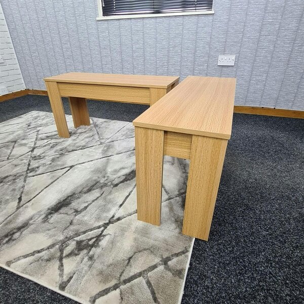 KOSY KOALA 2 Set Modern Light Wood Effect Dining Benches Wooden Seating for Dining Room Kitchen or Hallway (90 × 30 × 45 cm)