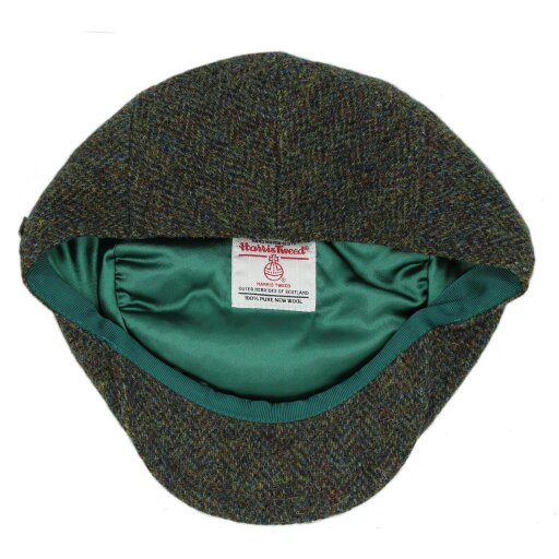 Heather Hats & Accessories Genuine Harris Tweed Wool Flat Cap, Satin Lining, Outdoor Wear, Forest Green