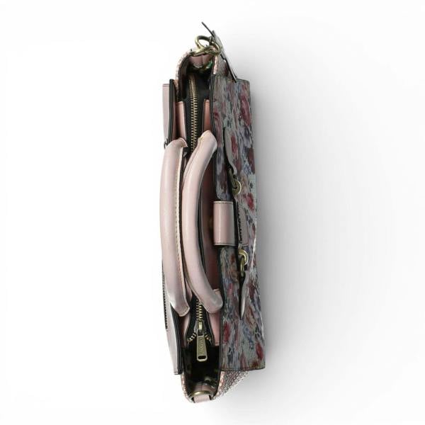 Laura Vita Ayna-02 Womens Rose Pink Floral Print Adjustable Straps Shoulder Tote Handbag