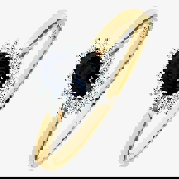 T. H. Baker 9ct Yellow Gold Sapphire & 0.10ct Diamond Cluster Ring PR05244Y SA