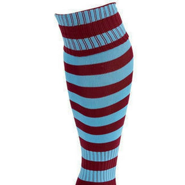 Precision Unisex Adult Pro Hooped Football Socks - Maroon/Sky Blue