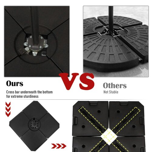 Bobobiy Set of 4 Parasol Base Stand Weights for Cantilever Parasols, Water and Sand Filled, Up to 120kg, Black