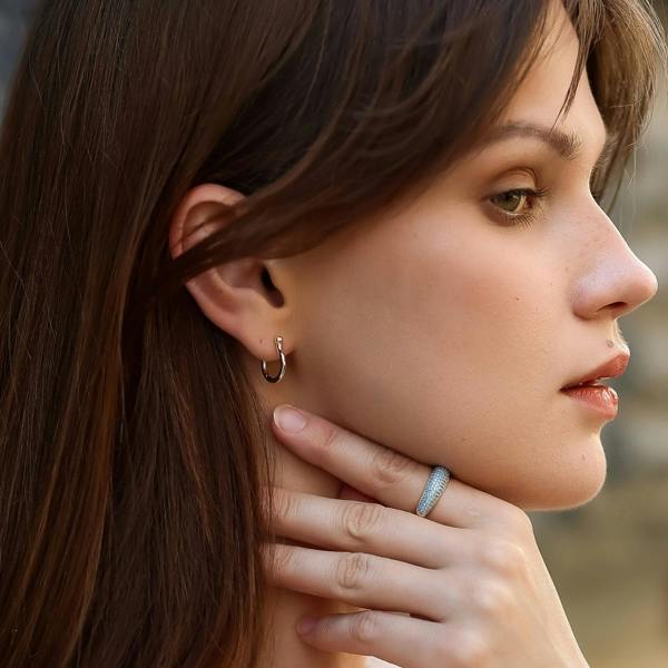 Spero London Horseshoe Cuff Sterling Silver Hoop Earring
