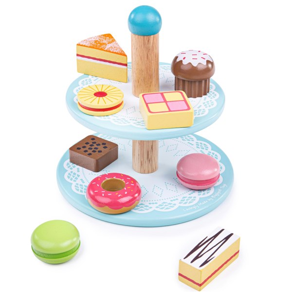 Bigjigs Toys Wooden Cake Stand With 9 Cakes