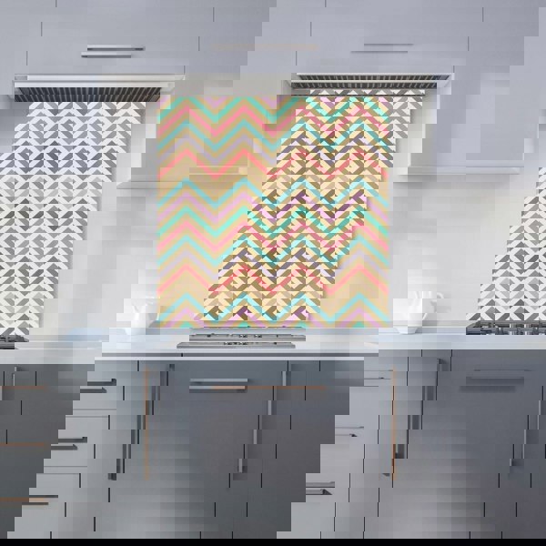Warren Reed - Designer Geometric Vintage Colored Chevron Pattern Kitchen Splashback