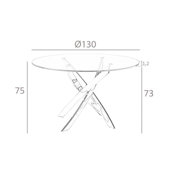 Angel Cerdá Round dining table tempered glass and pink steel 1169