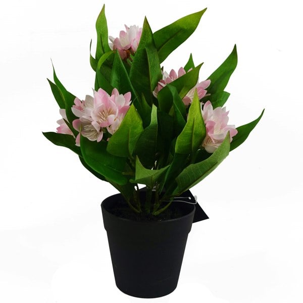 Leaf 18cm Artificial Freesia Plant Light Pink Flowering