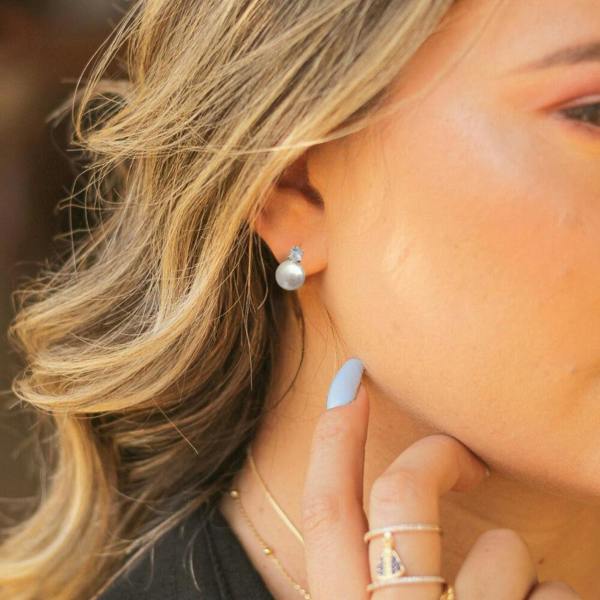 Aye Do Gifts Cubic Zirconia Pearl Stud Earrings