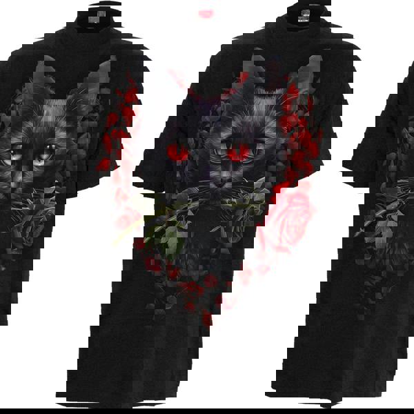 CAT'S LOVE - Front Print T-Shirt Black