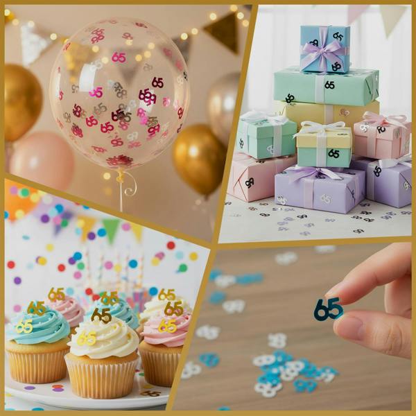 65th Birthday Pink and Silver Foil Confetti Decoration Set, Metallic Table Scatter for Parties image 8