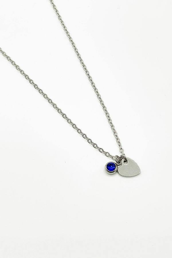 SVNX Mini Heart & September Birthstone Necklace in Silver - Gift Boxed