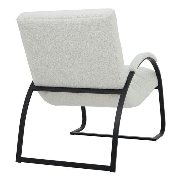 Wyld Haus Soft Cream Ribbed Boucle and Black Metal Accent Chair