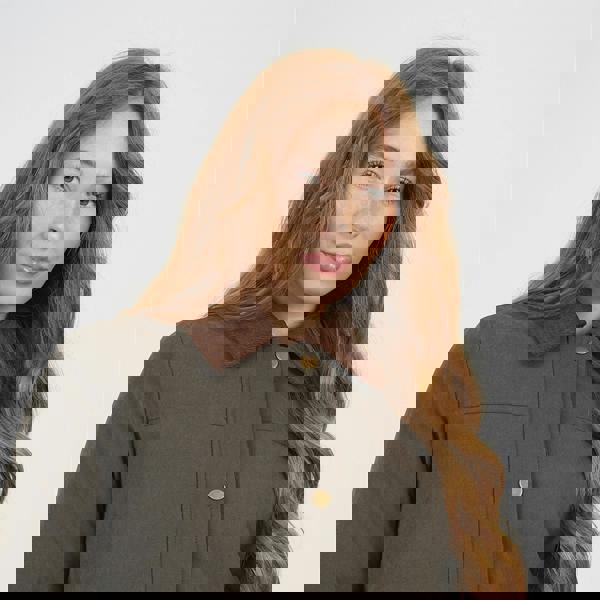 Brave Soul Khaki Twill Jacket with Cord Collar - Khaki Image 3