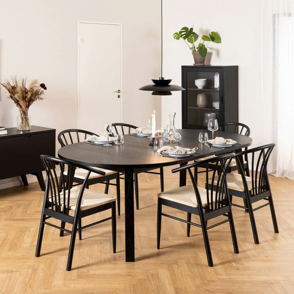 Furniture To Go Cassandra Dining Chair with Armrest in Black Set of 2