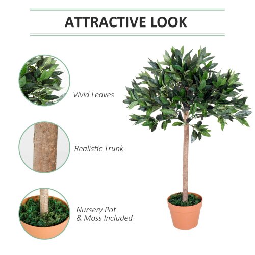Wyld Haus Miva Set Of 2 Artificial Olive Style Trees In Green With Orange Pots