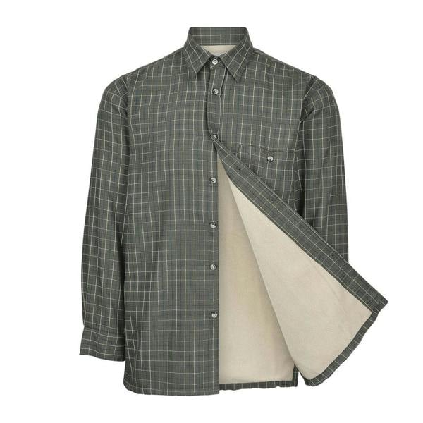 Champion Milton fleece-lined shirt showing check pattern, chest pocket, and button front—warm outer layer for outdoor work