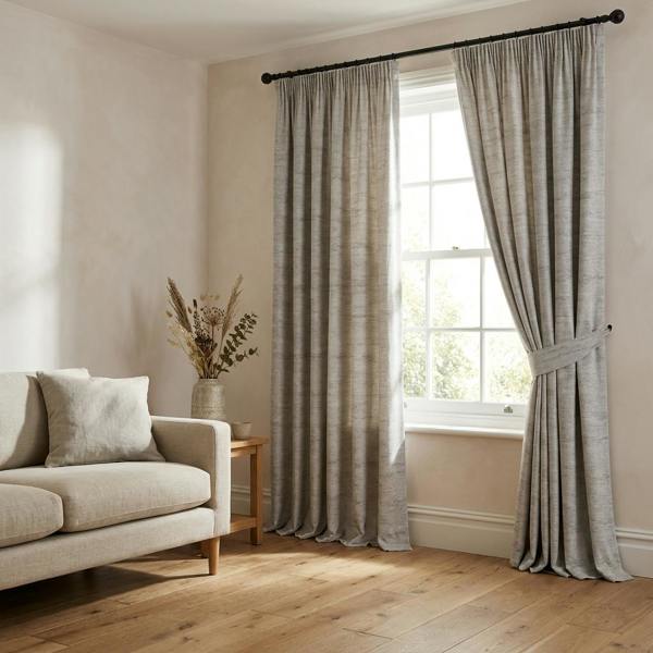 Tasa made-to-measure curtains in Ecru, styled in a living room