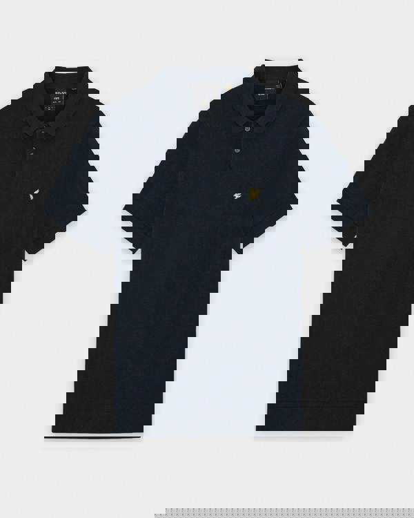 Lyle & Scott Cotton Short Sleeve Mens Knitted Polo - Z271 Dark Navy | CHO | Designer Mens Short Sleeve Polo Shirts