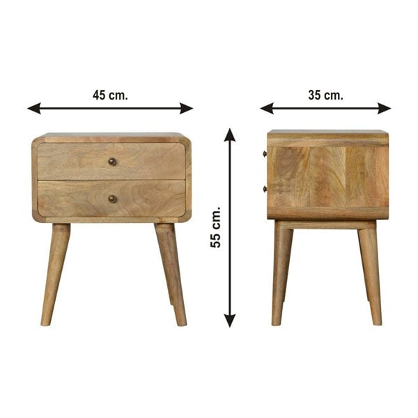 Artisan Furniture Solid Wood Curved Oak-ish Bedside