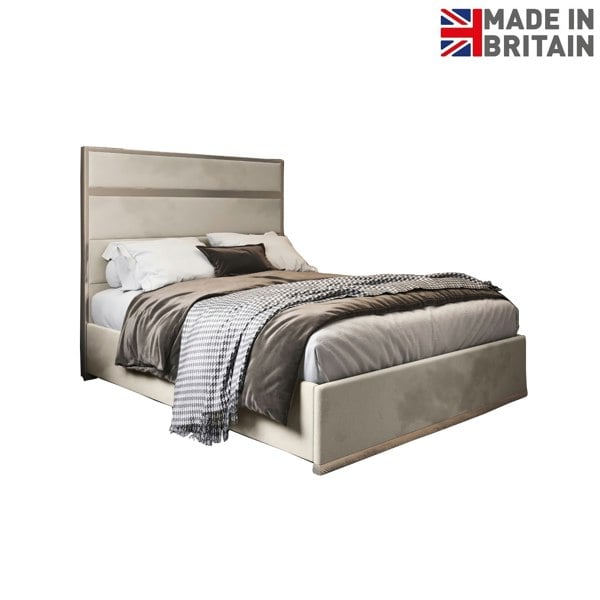 Casa Magna Bentley Upholstered Soft Velvet Metal Bed Frame - Cream