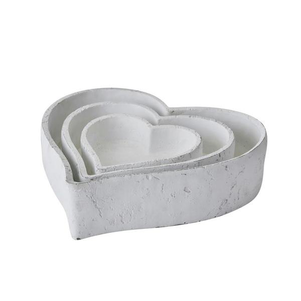 Hill Interiors Ceramic Heart Decorative Bowl (Pack of 3) - White - 