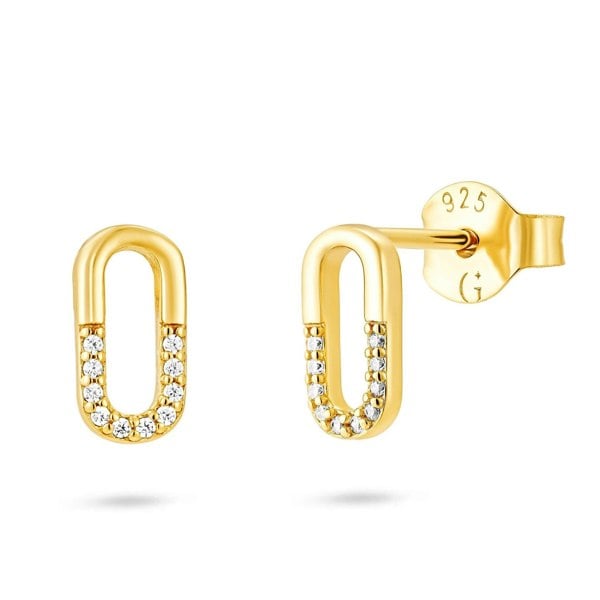 Gold Trip Crystal Oval Stud Earrings