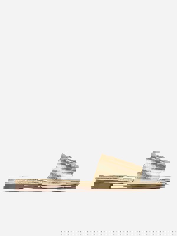 Dolce & Gabbana Kids Dolce & Gabbana Girls Leather Logo Slider Sandals In Gold