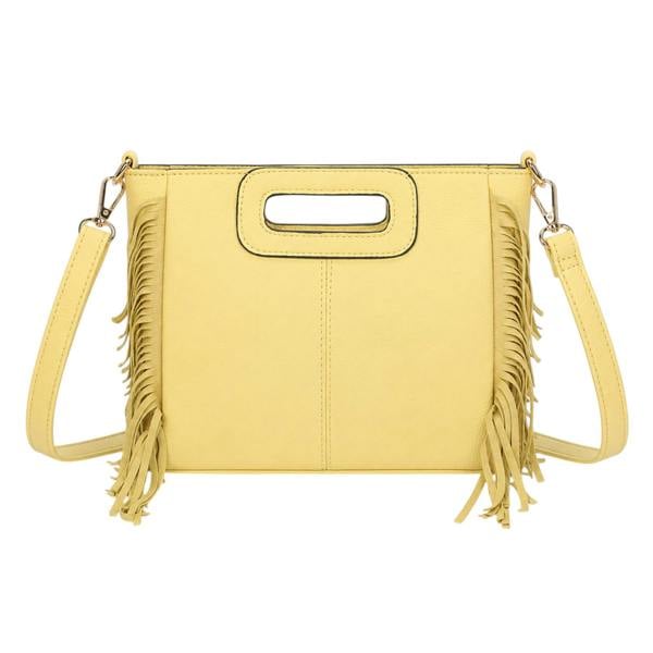 Kitise Bohemian Fringe Tassel Cutout Crossbody Shoulder Tote Bag