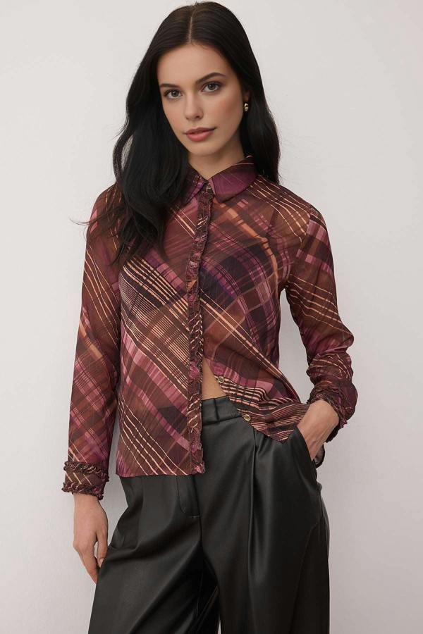 WOVCOR Regular Fit Unlined Chiffon Shirt