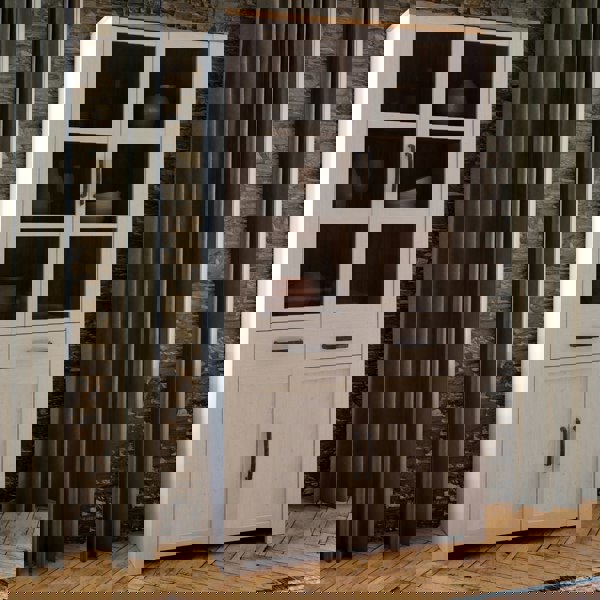 Furniture To Go Bohol Display Cabinet 4 Door 2 Drawer in Oak/White