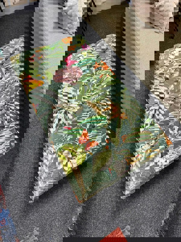 Green Floral Soft Vevet coffee table Ottoman Storage | premium Patterned Footstool Pouffe| - ISTOOLS