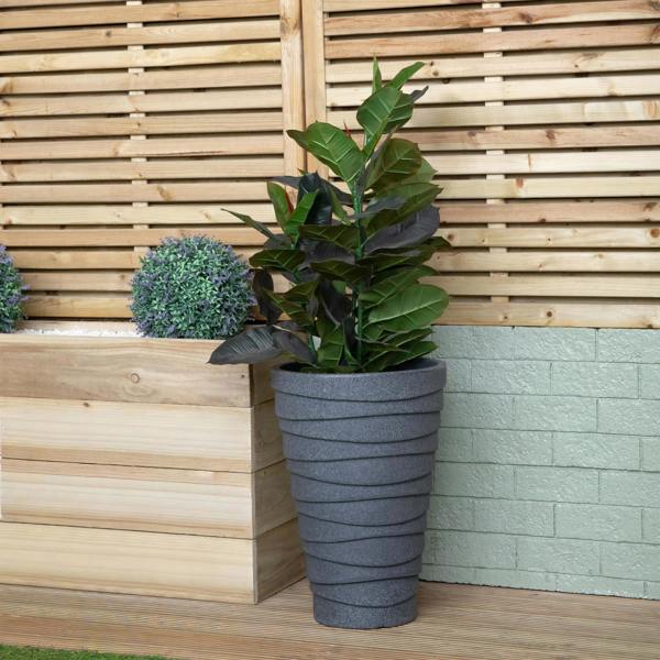 Samuel Alexander 56cm Medium Round Grey Garden Patio Trojan Plant Pot